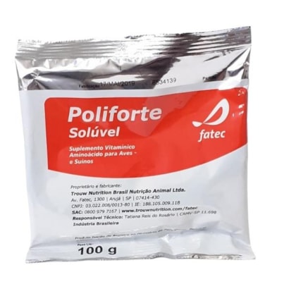 Suplemento Poliforte Avícola Solúvel 100 Gramas